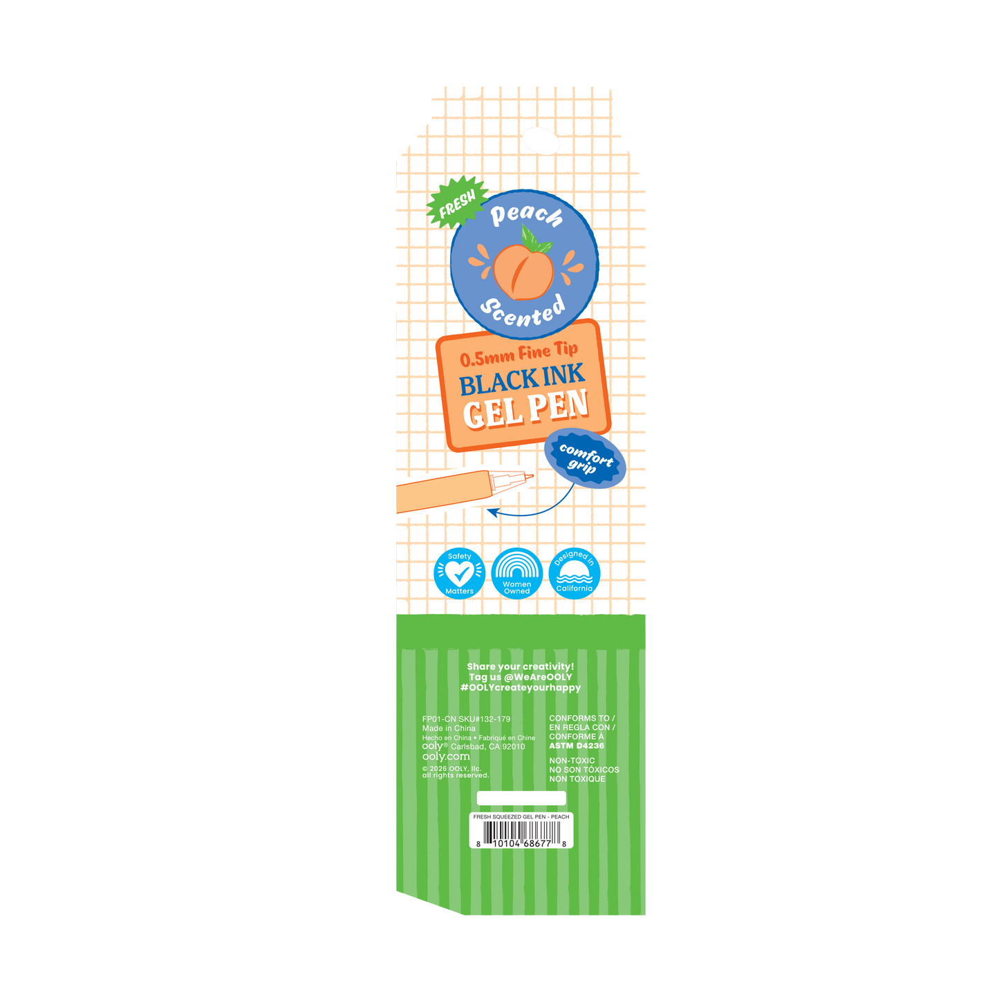 Fresh Squeezed: Black Ink Scented Gel Pen - Peach (1 PC)