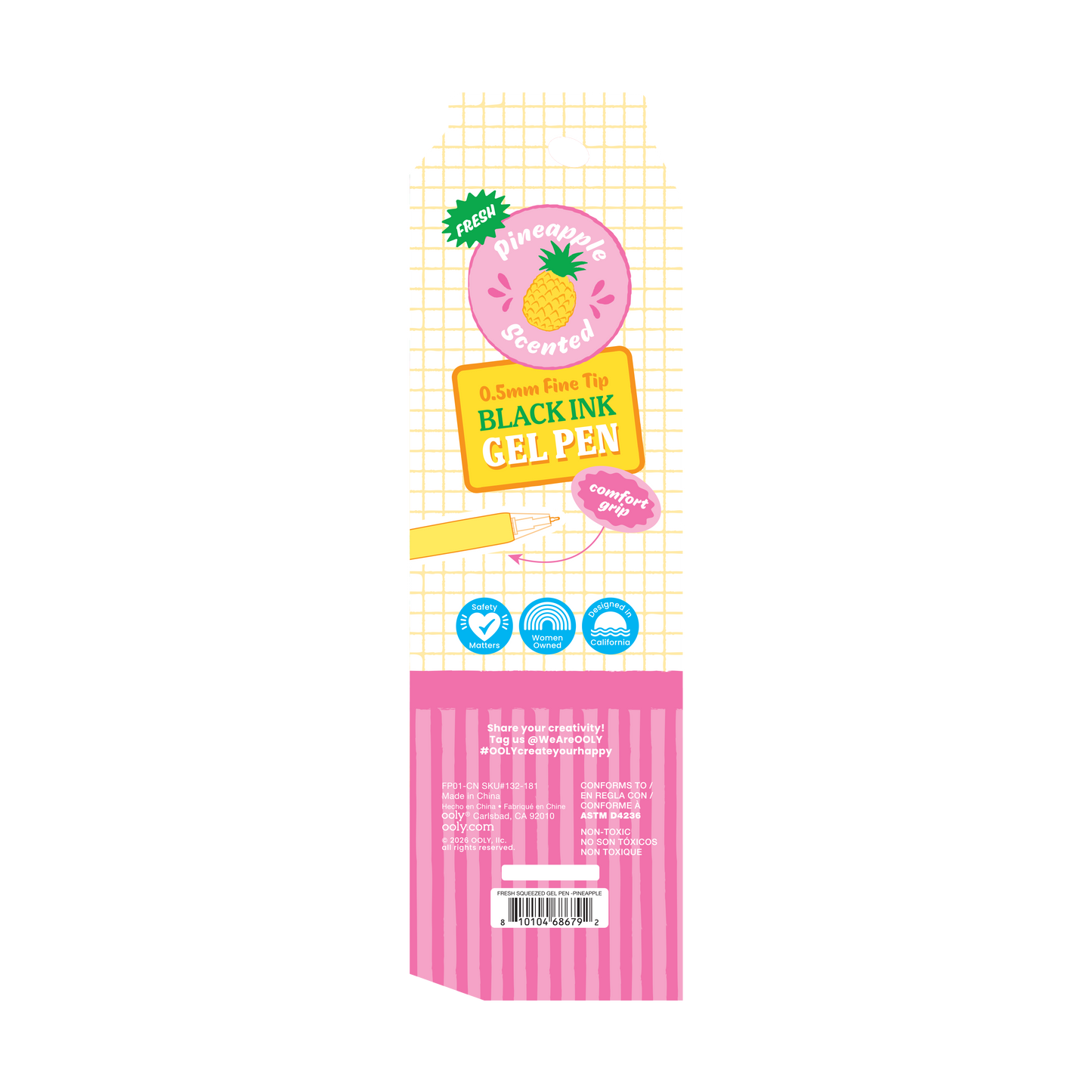Fresh Squeezed: Black Ink Scented Gel Pen - Pineapple (1 PC)