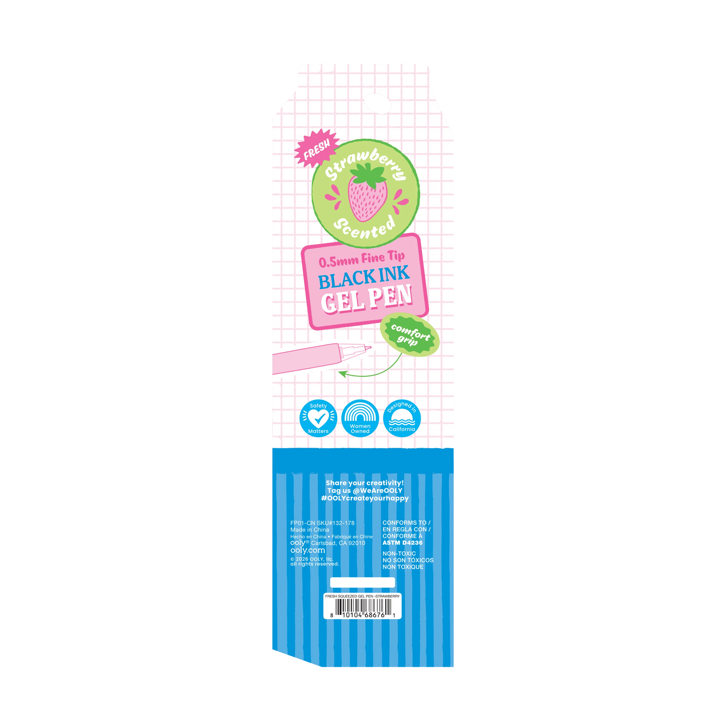 Fresh Squeezed: Black Ink Scented Gel Pen - Strawberry (1 PC)