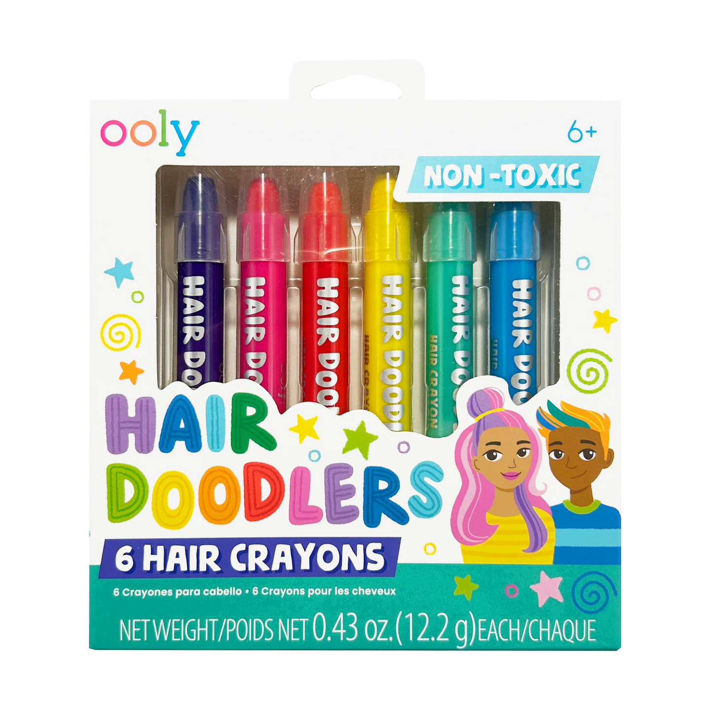 OOLY Hair Doodlers Hair Crayons - Set of 6 front of packaging