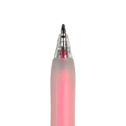 Close up of ballpoint pink pen from OOLY Jelly Gloss Neon Multi-Surface Deco Gel Pens