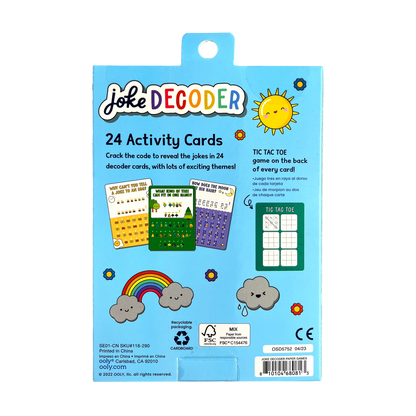 Joke Decoder Paper Games activity cart set back of packaging