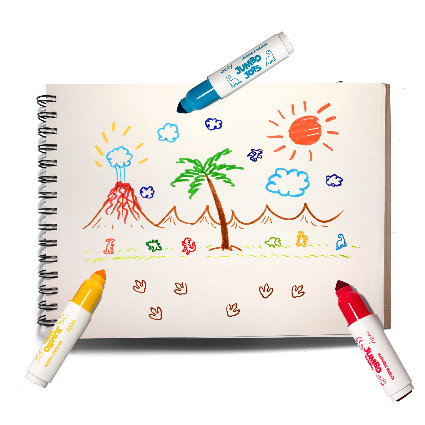 Jumbo Jots: Dual Tip Cone & Stamp Markers - Dinosaur (Set of 8)