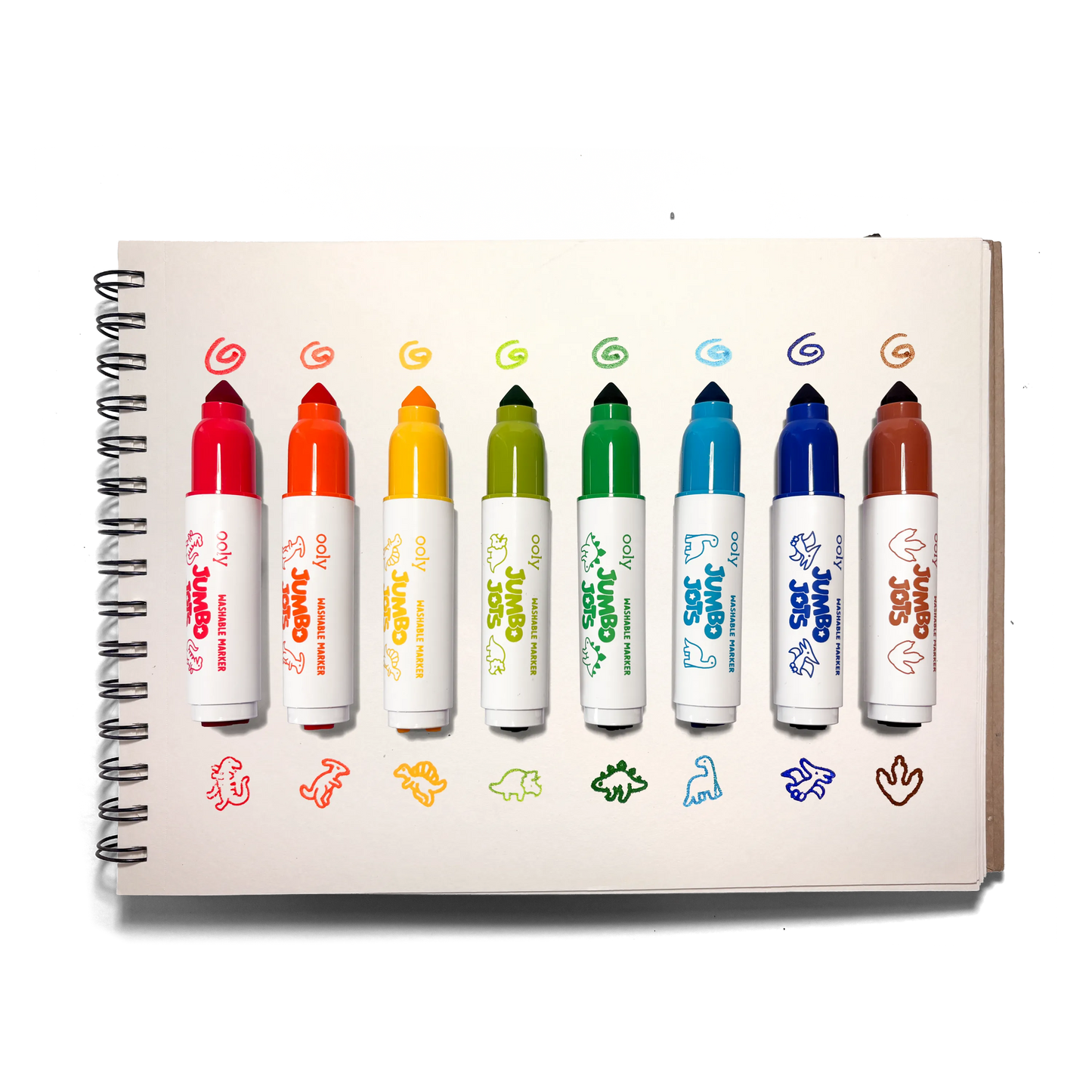 Jumbo Jots: Dual Tip Cone & Stamp Markers - Dinosaur (Set of 8)