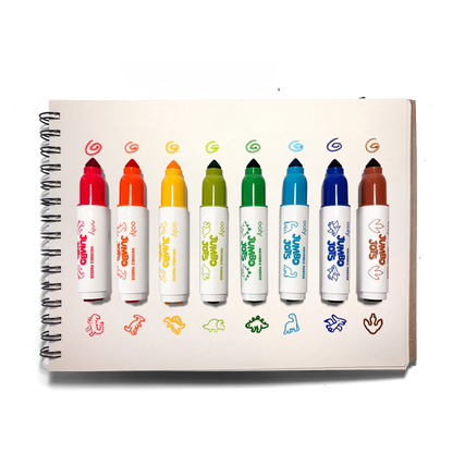 Jumbo Jots: Dual Tip Cone & Stamp Markers - Dinosaur (Set of 8)