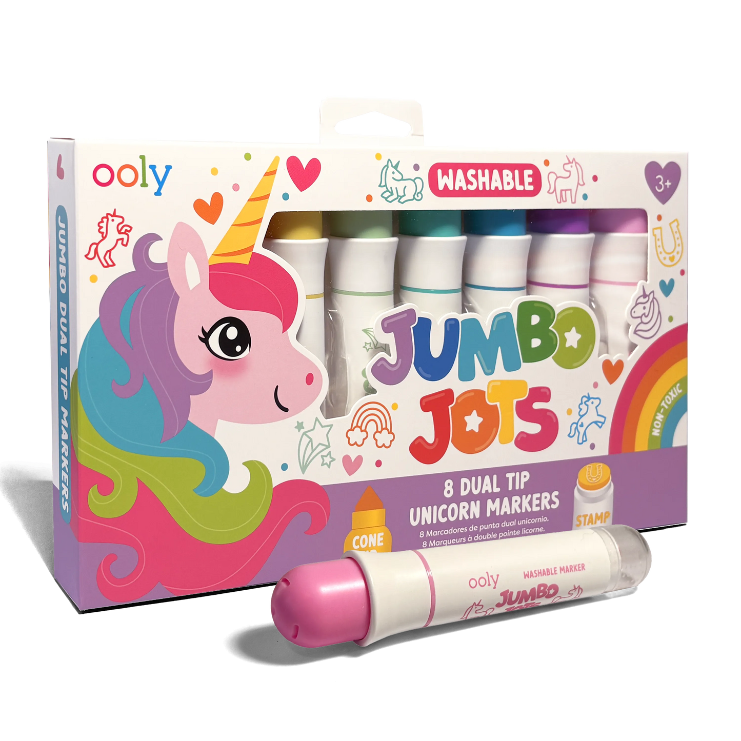 Jumbo Jots: Dual Tip Cone & Stamp Markers - Unicorn (Set of 8)