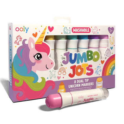 Jumbo Jots: Dual Tip Cone & Stamp Markers - Unicorn (Set of 8)
