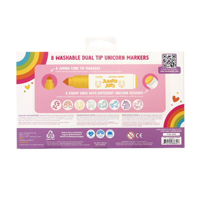 Jumbo Jots: Dual Tip Cone & Stamp Markers - Unicorn (Set of 8)