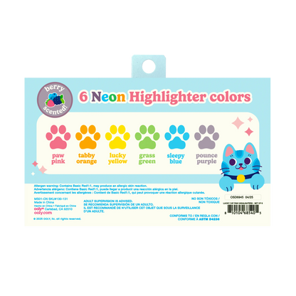 Lucky Cat Paw: Neon Highlighters - Berry Scent (Set of 6)