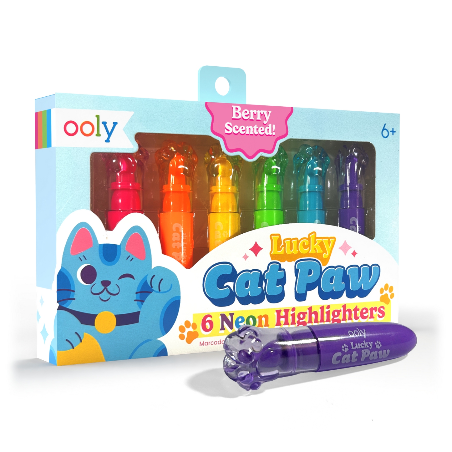 Lucky Cat Paw: Neon Highlighters - Berry Scent (Set of 6)