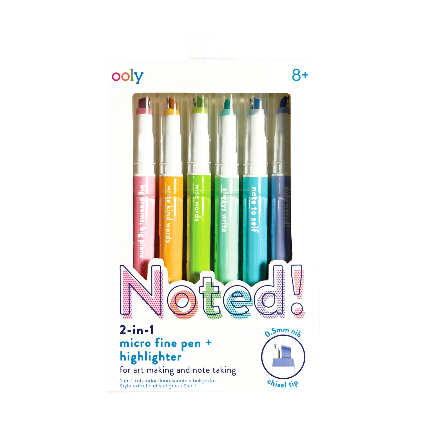 OOLY Noted! 2-in-1 Micro Fine Tip Pen and Highlighters packaging front
