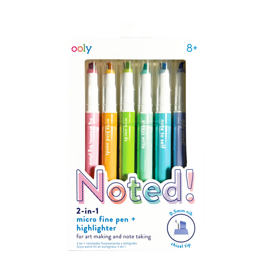 OOLY Noted! 2-in-1 Micro Fine Tip Pen and Highlighters packaging front