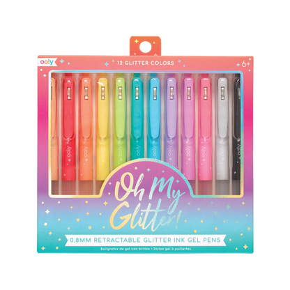 Front of packaging of OOLY Oh My Glitter! Retractable Gel Pens