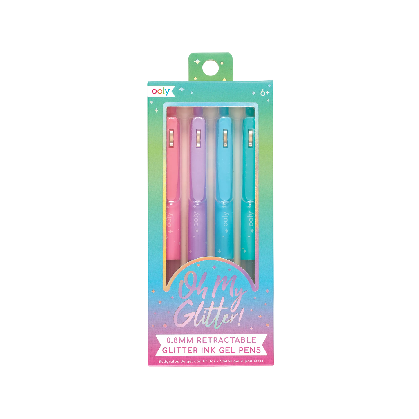 OOLY Oh My Glitter! Retractable Gel Pens set of 4 in packaging