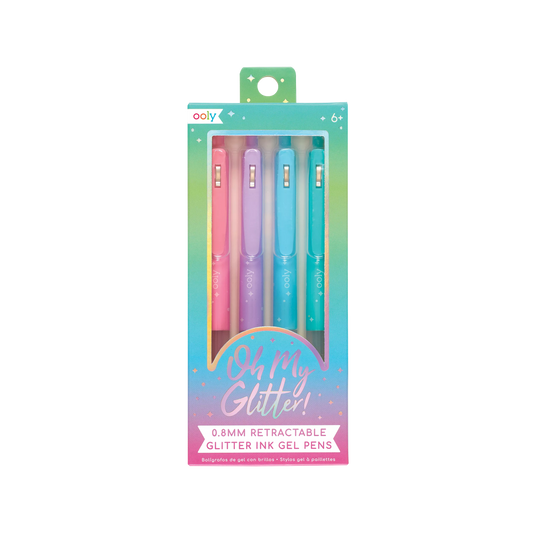 OOLY Oh My Glitter! Retractable Gel Pens set of 4 in packaging