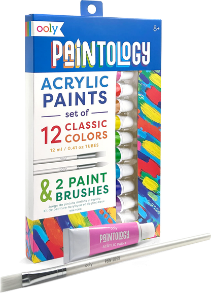 Quarter angle of packaging of OOLY Paintology Acrylic Paint Set - Classic Colors