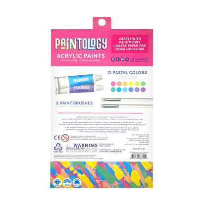 Back of packing of OOLY Paintology Acrylic Paint Set - Pastel Colors