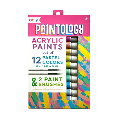 Front of packaging of OOLY Paintology Acrylic Paints Set - Pastel Colors