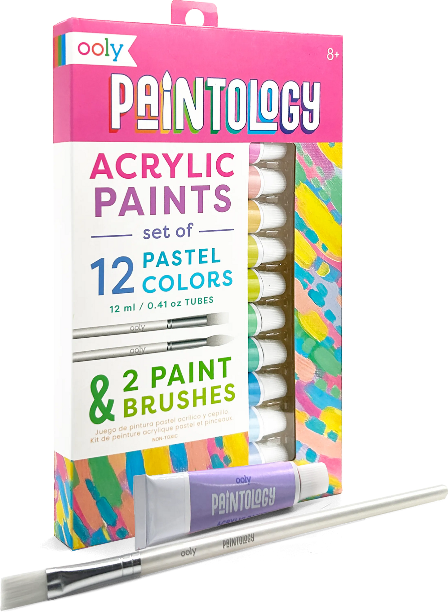 Quarter angle of packaging of Paintology Acrylic Paints Set - Pastel Colors