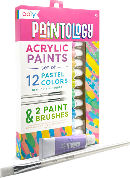 Quarter angle of packaging of Paintology Acrylic Paints Set - Pastel Colors