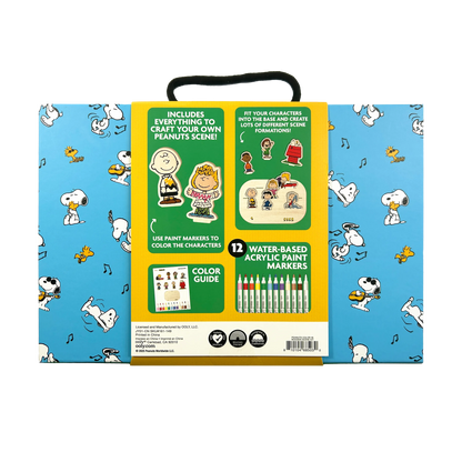 Back of packaging of OOLY x Peanuts Color-In Wooden Scene Kit