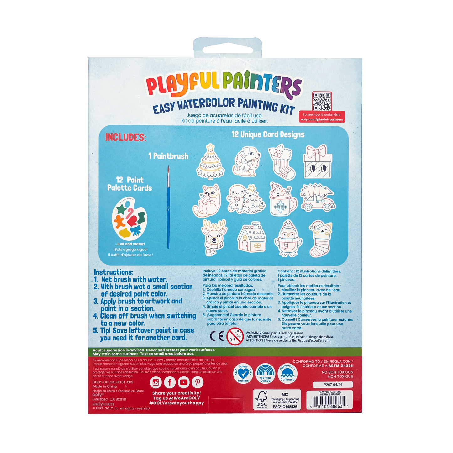 Playful Painters: Easy Watercolor Painting Kit - Merry & Bright