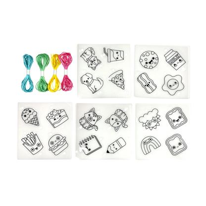 Colored cords and charm sheets from the OOLY Shrink-its! DIY Shrink Art Bracelet Kit - BFF