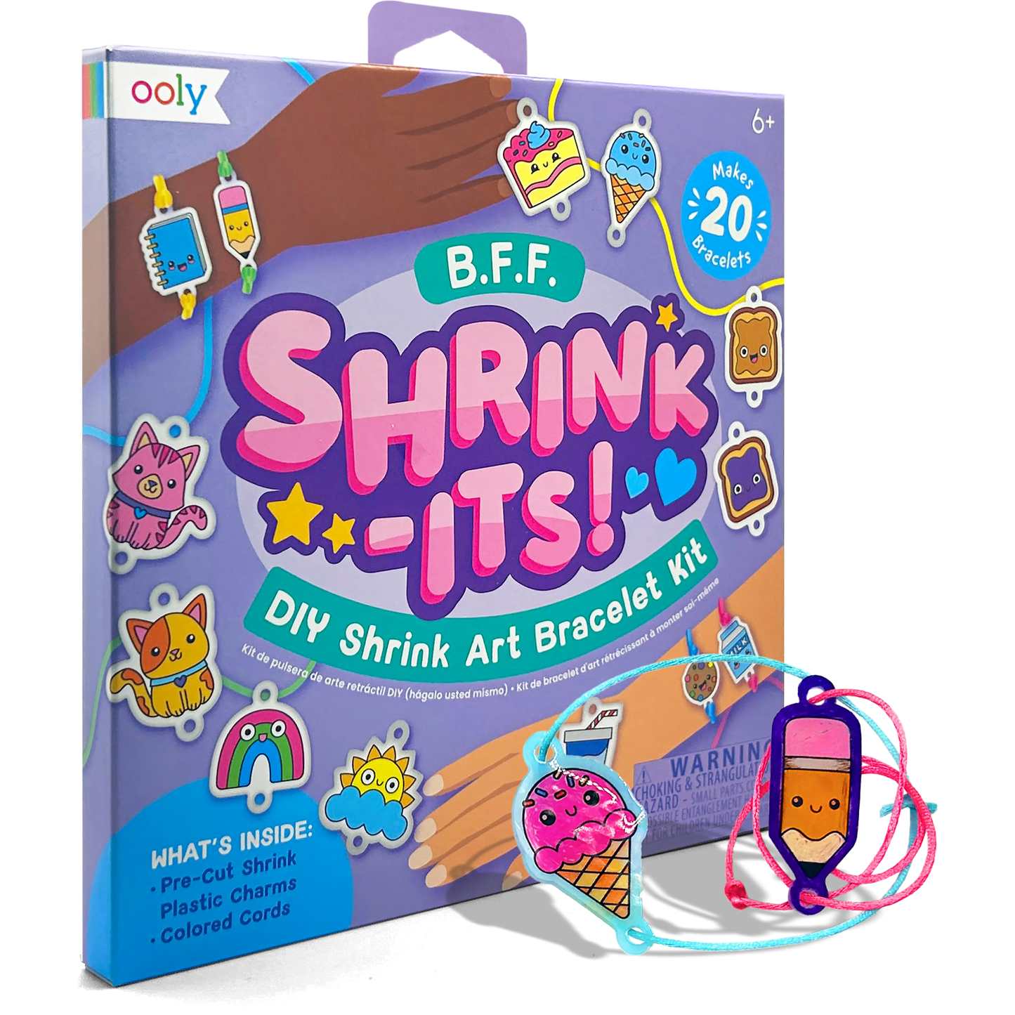 OOLY Shrink-its! DIY Shrink Art Bracelet Kit - BFF quarter angle of packaging