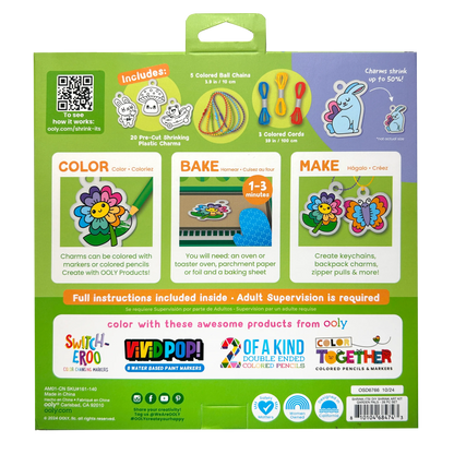Back of packaging of OOLY Shrink-its! DIY Shrink Art Kit - Garden Pals