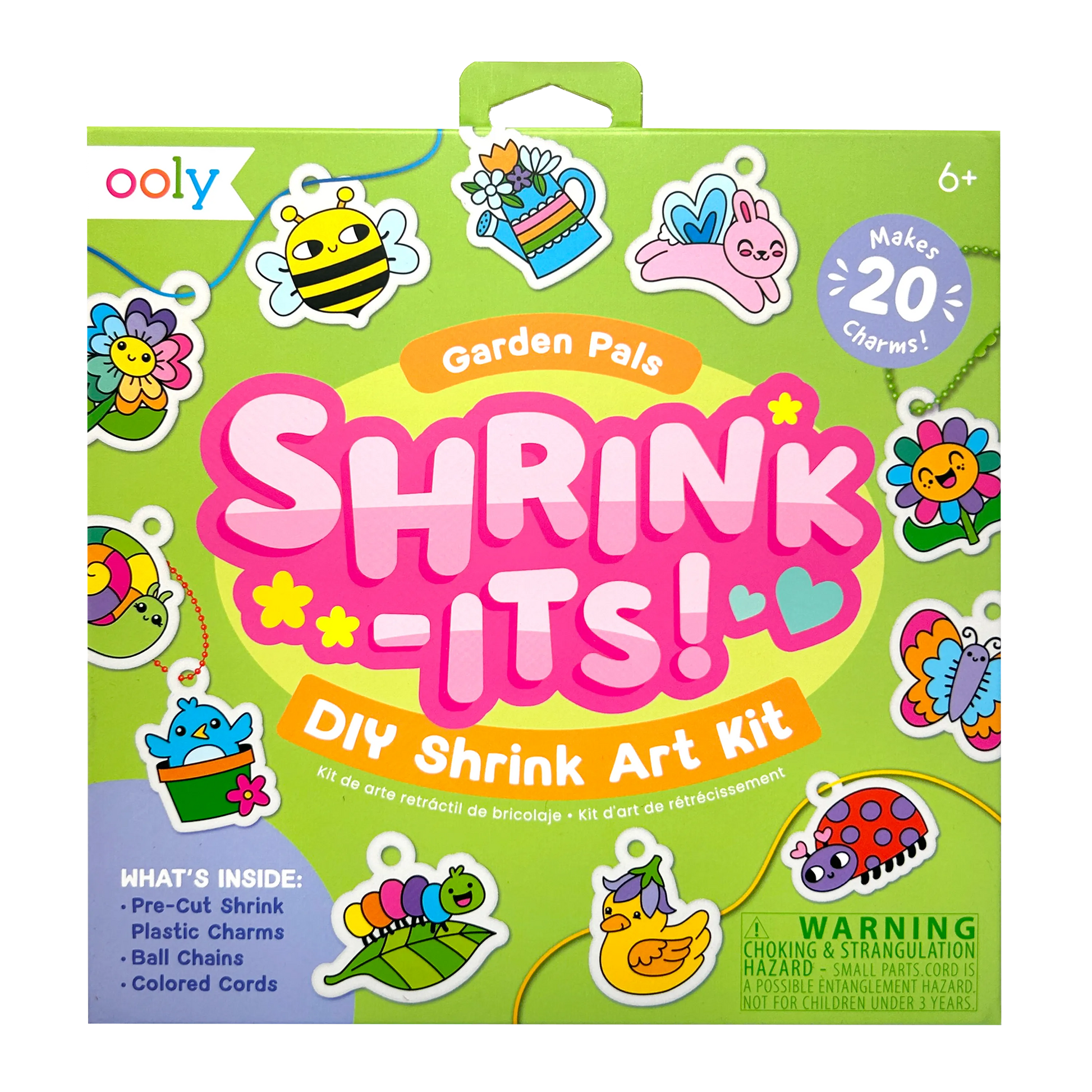 Front of packaging OOLY Shrink-its! DIY Shrink Art Kit - Garden Pals