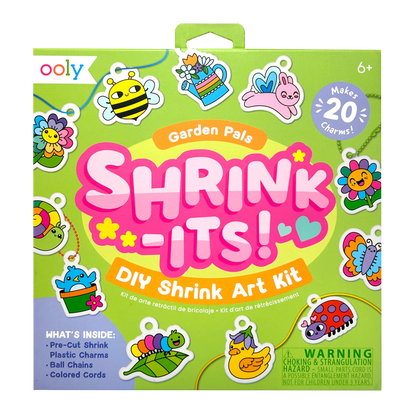 Front of packaging OOLY Shrink-its! DIY Shrink Art Kit - Garden Pals