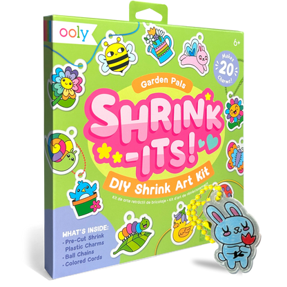 Quarter angle of packaging of OOLY Shrink-its! DIY Shrink Art Kit - Garden Pals