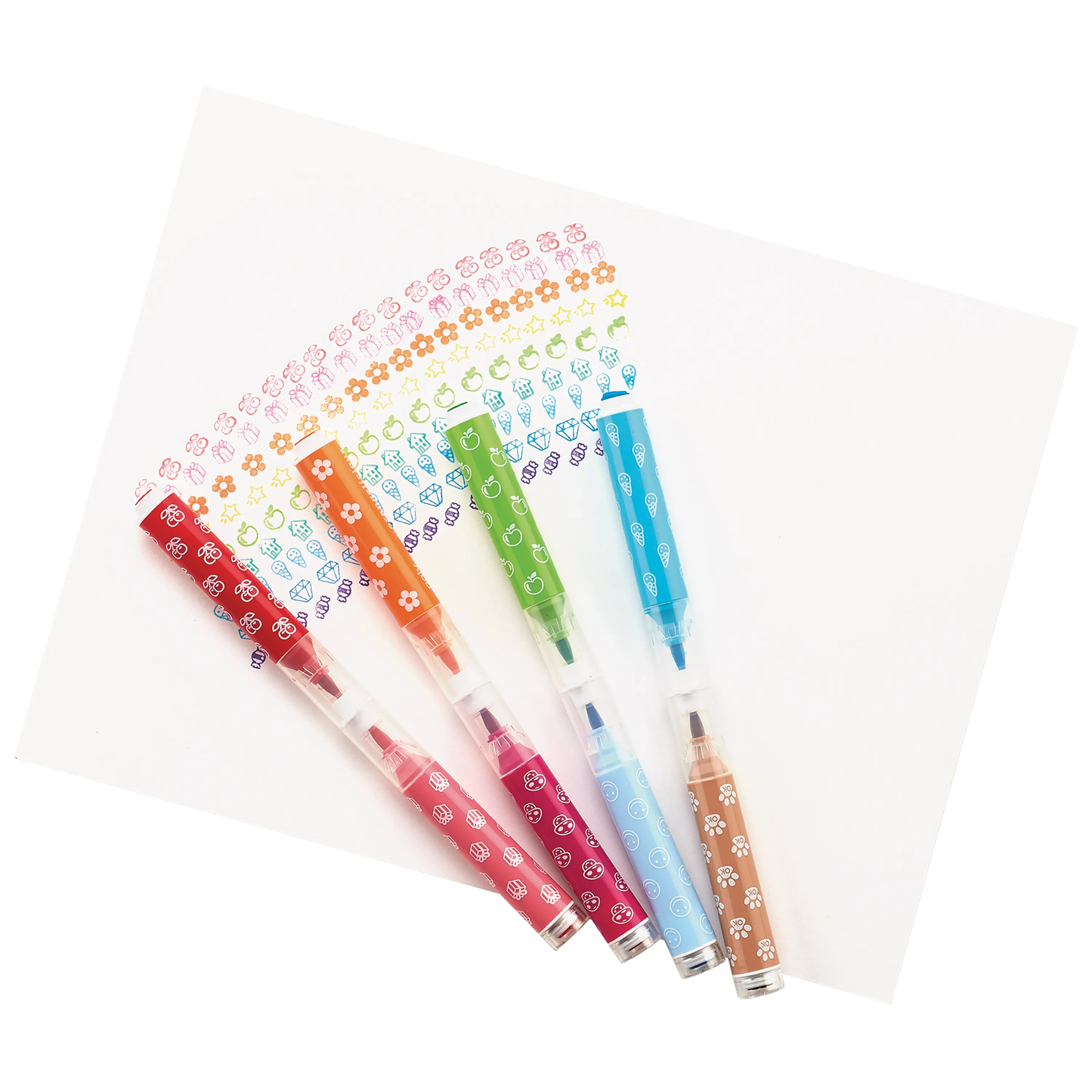 Stampables Double-Ended Stamp & Brush Markers stamp swatches and markers on white paper