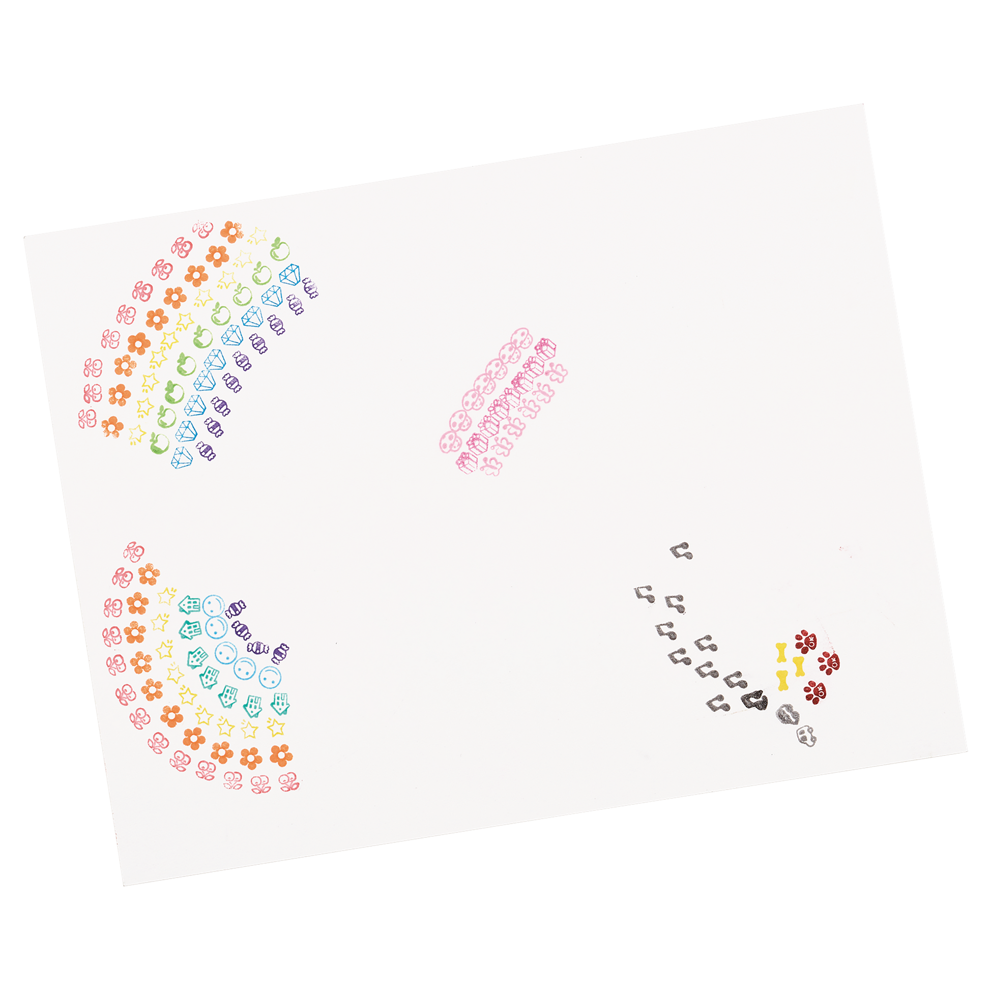 Several different stamp swatches on white paper from Stampables Double-Ended Stamp & Brush Markers