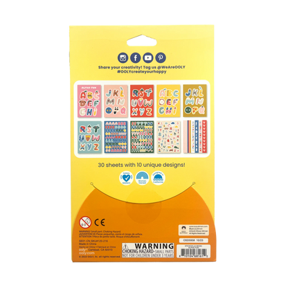 OOLY Stickiville x Suzy Ultman A Whole Lotta Stickers Sticker Book Alpha-Fun back of packaging