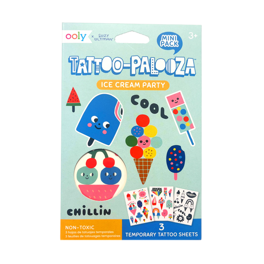 OOLY Tattoo-Palooza x Suzy Ultman: Temporary Tattoos Mini Pack - Ice Cream Party front of packaging