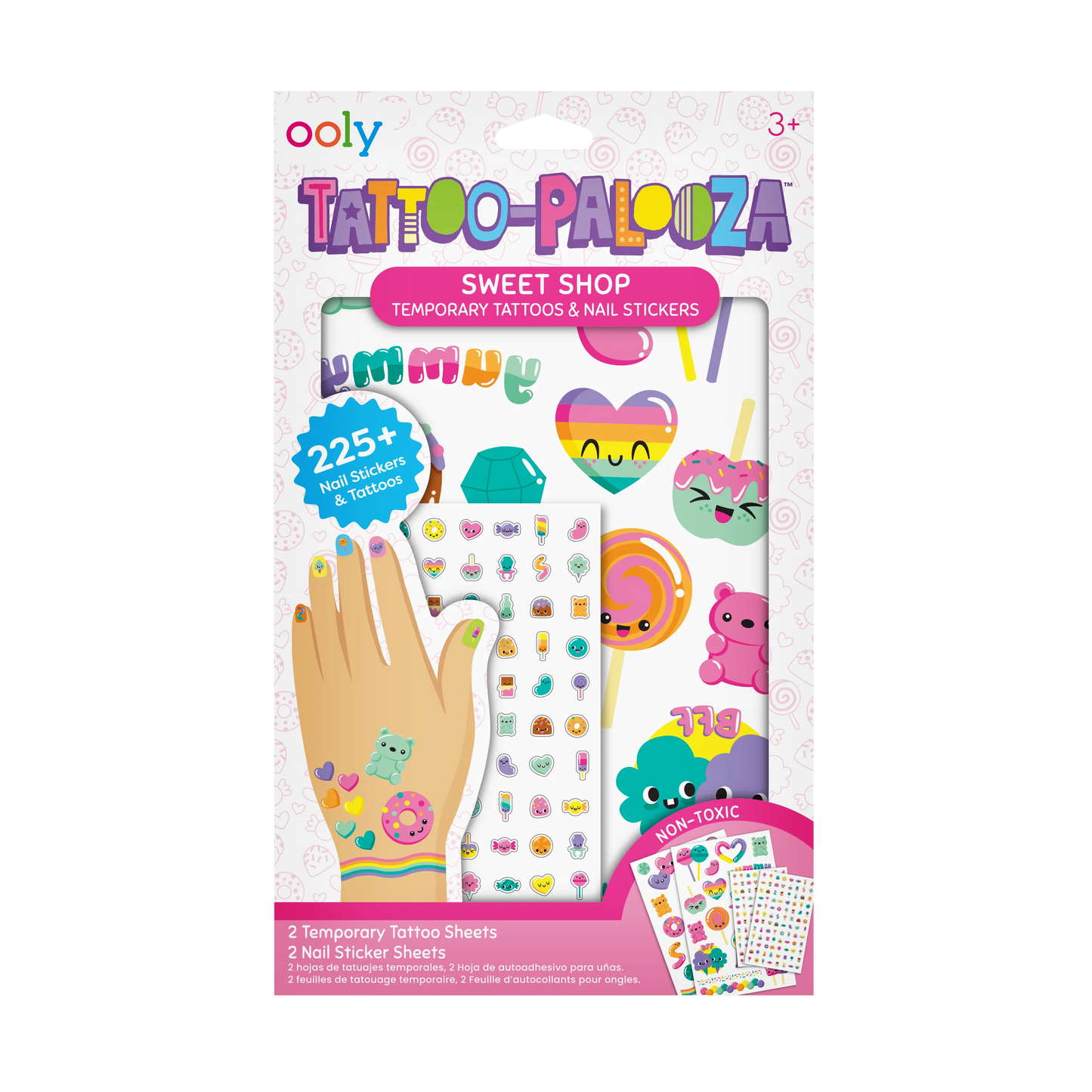 Front of packaging of OOLY Temporary Tattoo-Palooza Tattoos & Nail Stickers - Sweet Shop