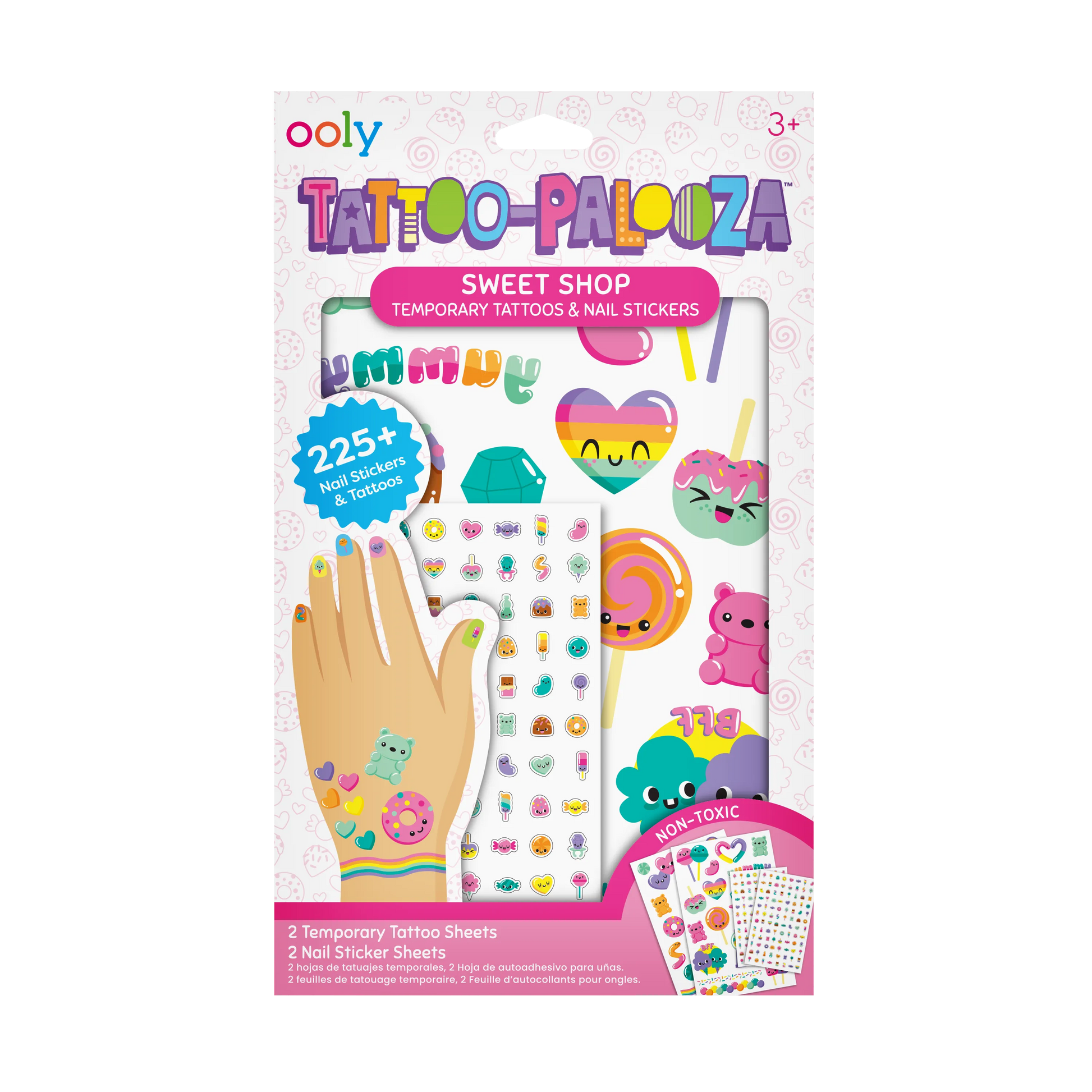 Front of packaging of OOLY Temporary Tattoo-Palooza Tattoos & Nail Stickers - Sweet Shop