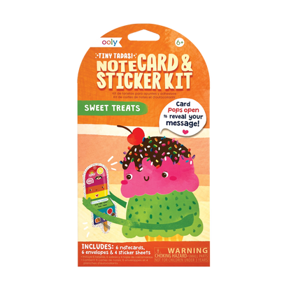 Front of packaging of OOLY Tiny Tadas! Note Cards and Sticker Set - Sweet Treats