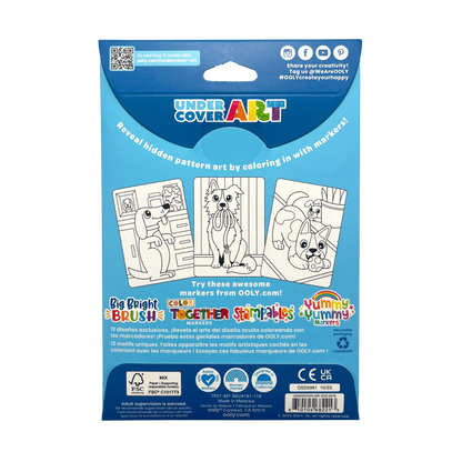 Undercover Art Hidden Pattern Coloring Activity Art Cards - Dog Days back of packaging