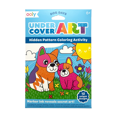 OOLY Undercover Art Hidden Pattern Coloring Activity Art Cards - Dog Days  front of packaging