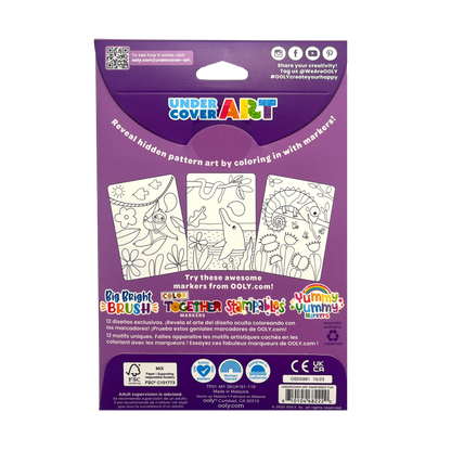 OOLY Undercover Art Hidden Pattern Coloring Activity Art Cards - Rainforest Fun back of packaging