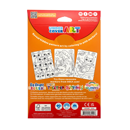 OOLY Undercover Art Hidden Pattern Coloring Activity Art Cards - Smitten Kittens back of packaging