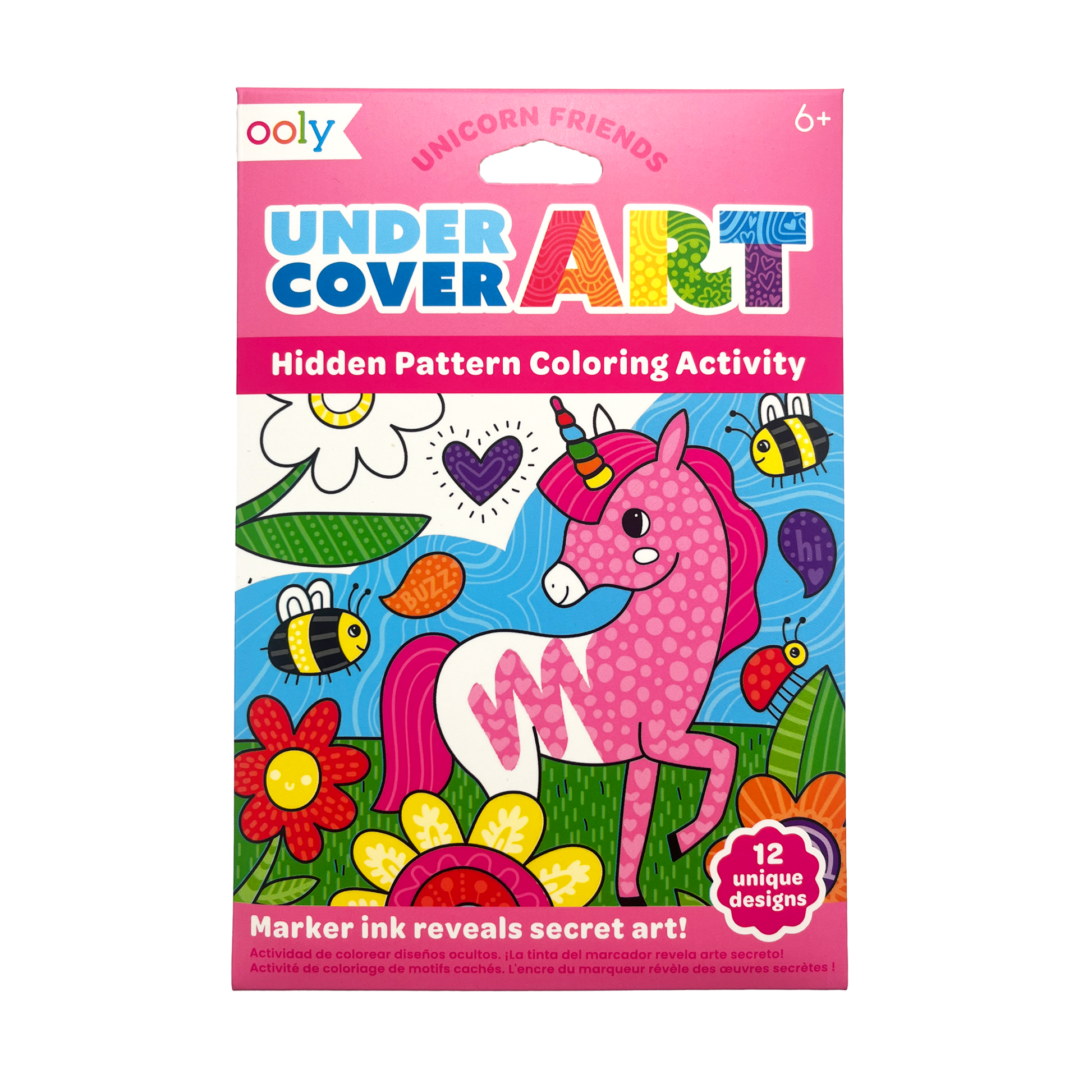 OOLY Undercover Art Hidden Pattern Coloring Activity Art Cards - Unicorn Friends packaging front