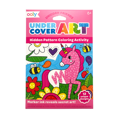 OOLY Undercover Art Hidden Pattern Coloring Activity Art Cards - Unicorn Friends packaging front