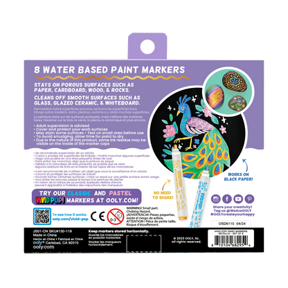 Vivid Pop! Water Based Paint Markers - Metallic back of packaging