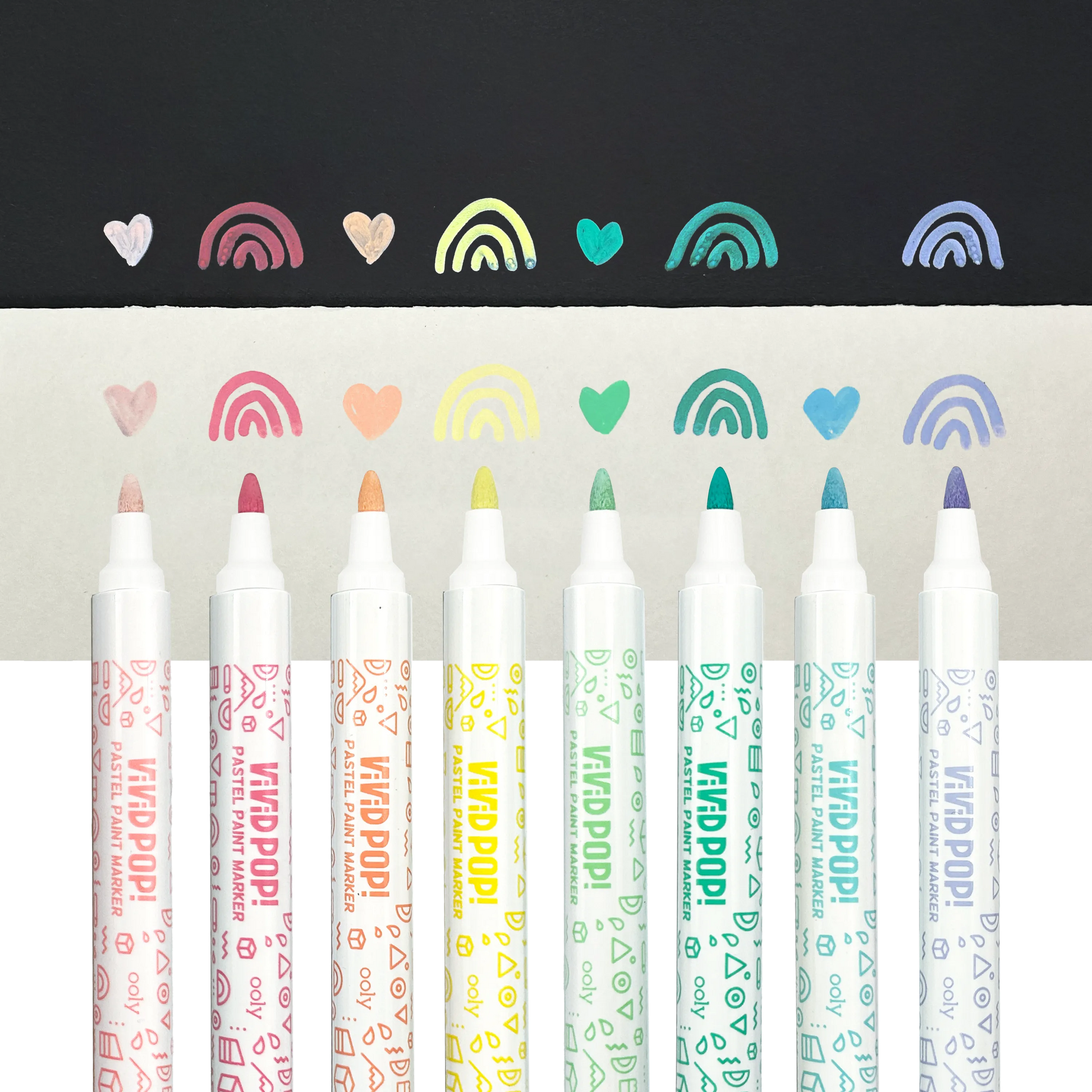 Vivid Pop! Water Based Paint Markers - Pastel caps off and swatches