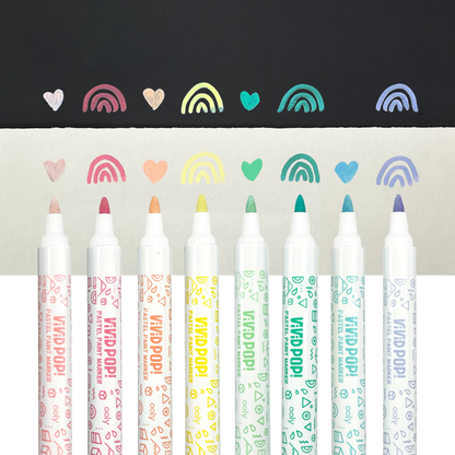 Vivid Pop! Water Based Paint Markers - Pastel caps off and swatches