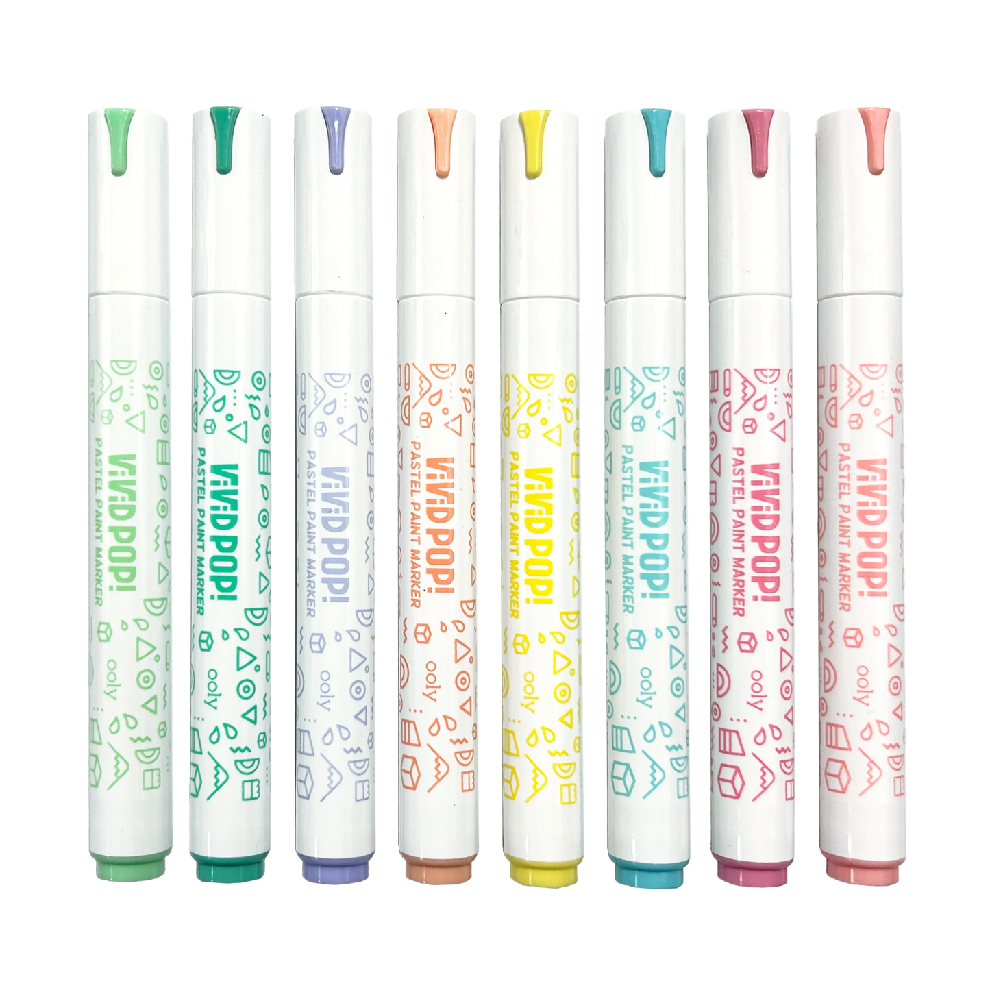 Row of capped Vivid Pop! Water Based Paint Markers - Pastel