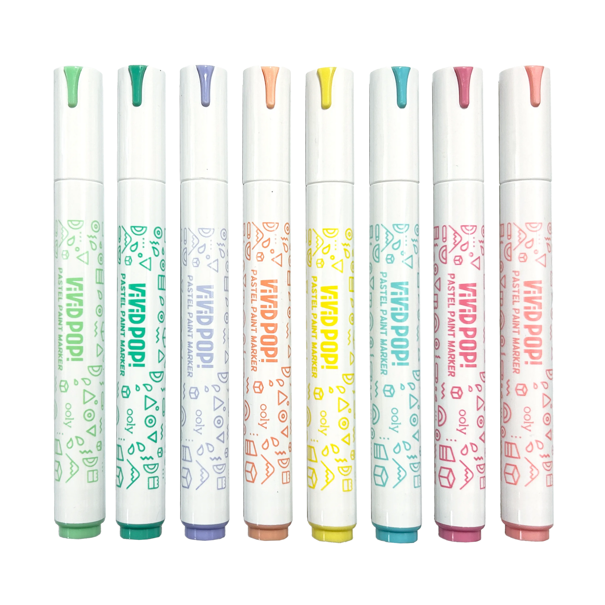 Row of capped Vivid Pop! Water Based Paint Markers - Pastel